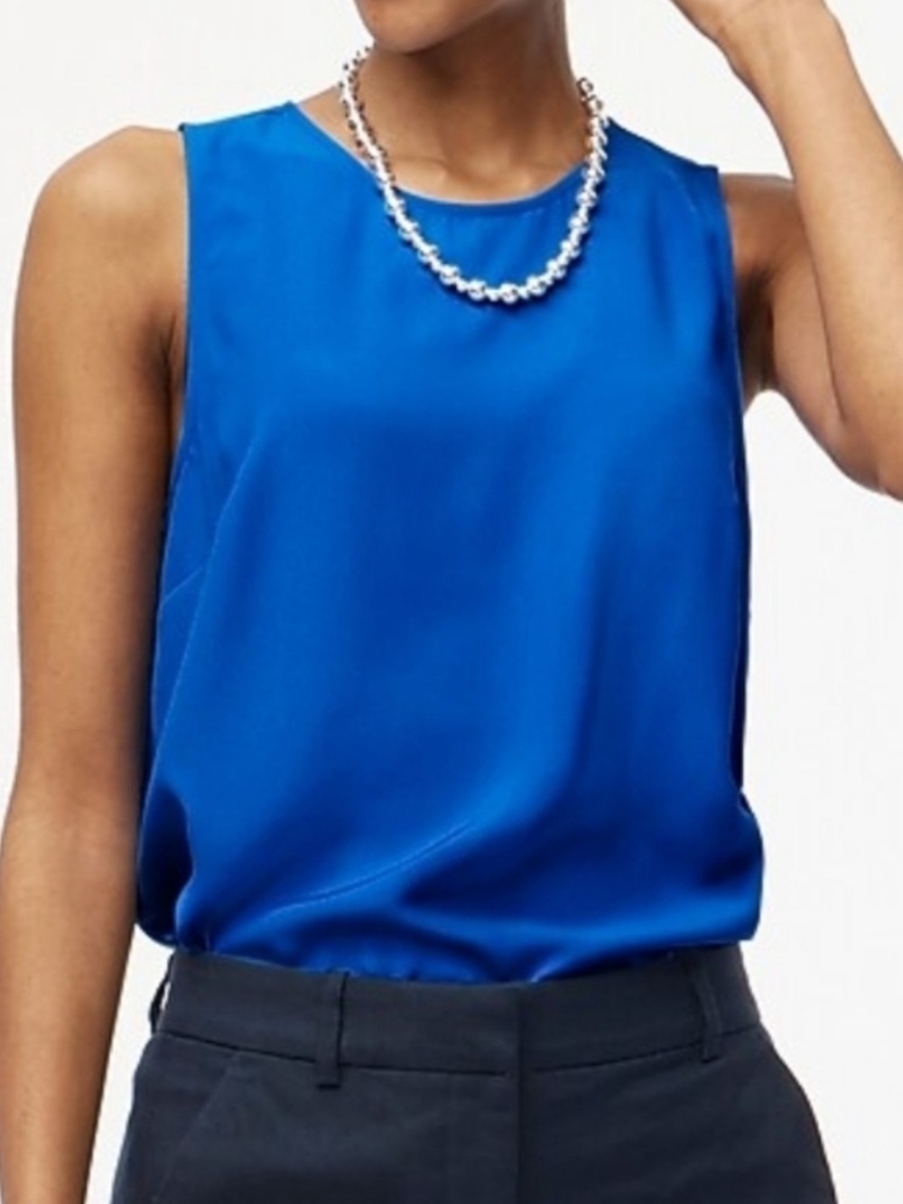 LIKE NEW J. Crew Sleeveless Button-back Shell Tank, Royal Blue, Size XXL,SoldOut